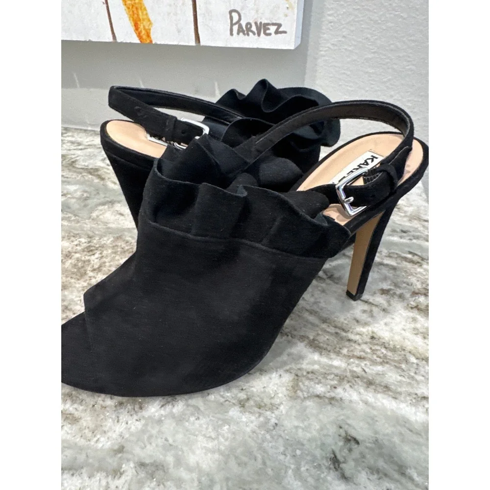 Karl Lagerfeld Paris Lanka ruffled suede slingback 4